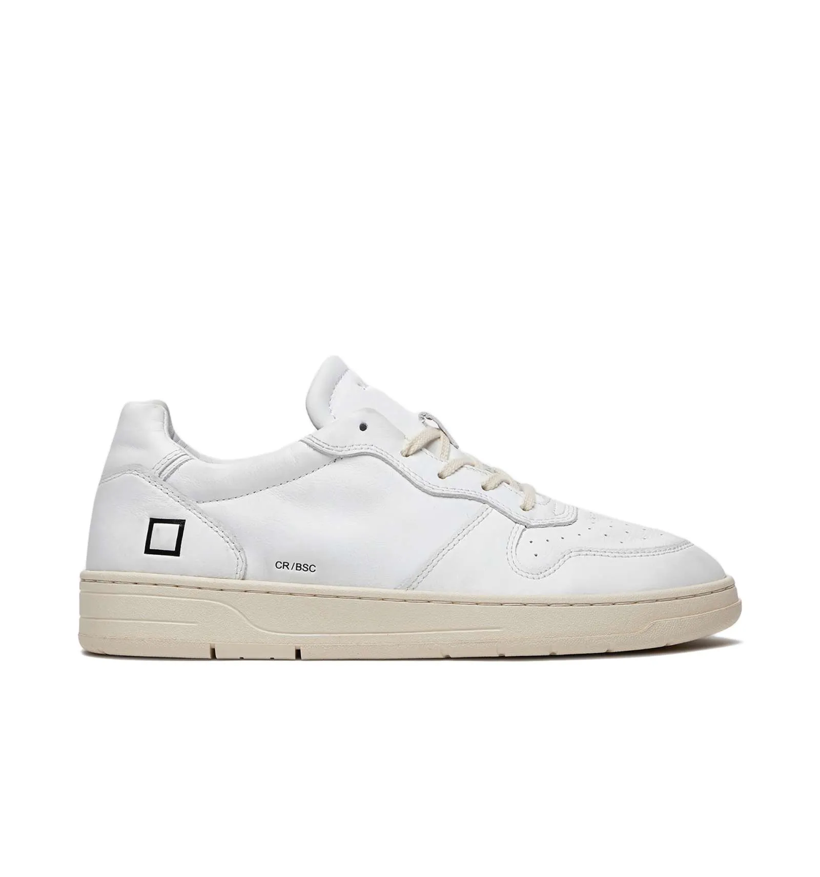 D.A.T.E. uomo COURT BASIC WHITE scarpa sneakers pelle bianco