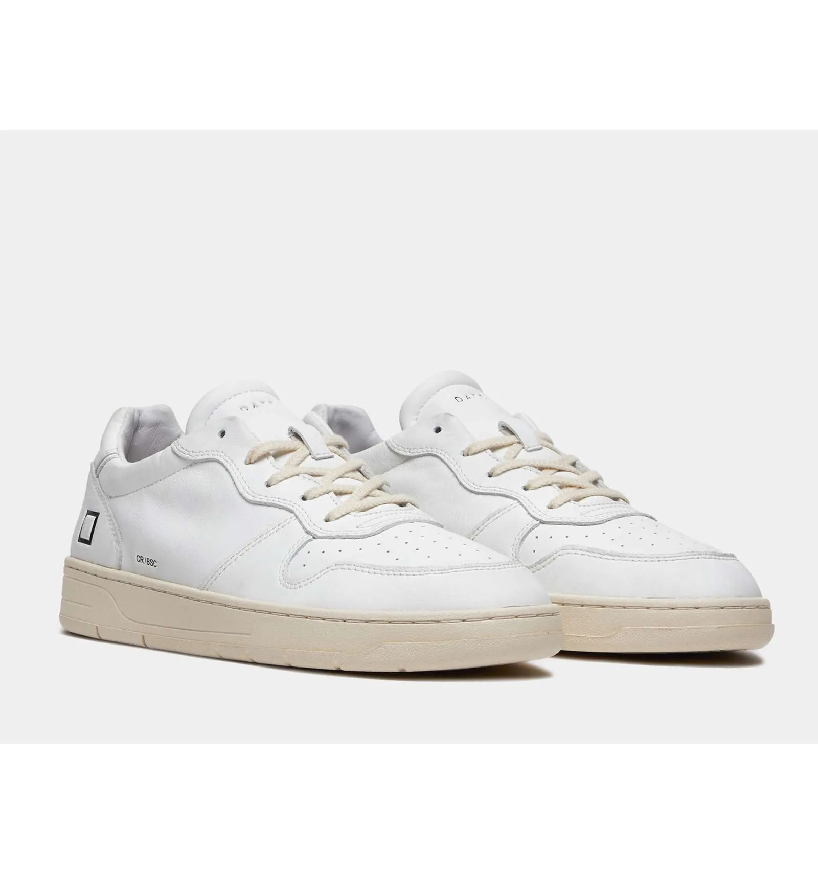 D.A.T.E. uomo COURT BASIC WHITE scarpa sneakers pelle bianco