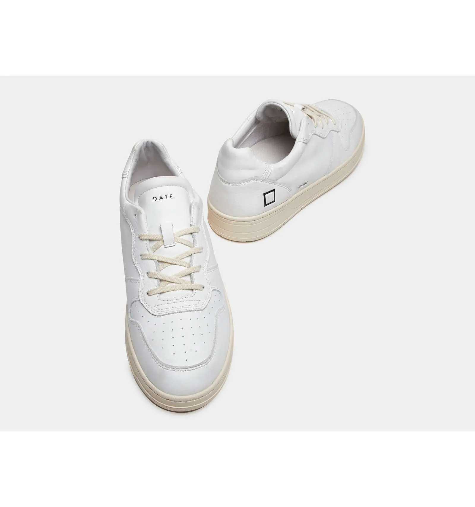 D.A.T.E. uomo COURT BASIC WHITE scarpa sneakers pelle bianco